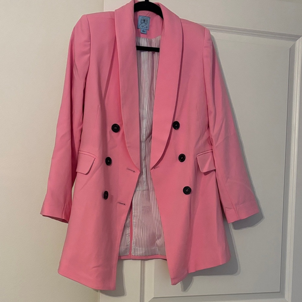 CeCe Bubblegum Pink boyfriend Blazer Jacket